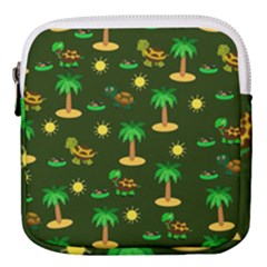 Turtle And Palm On Green Pattern Mini Square Pouch