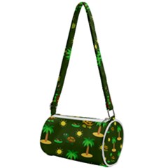 Turtle And Palm On Green Pattern Mini Cylinder Bag by Daria3107