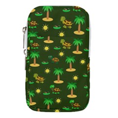 Turtle And Palm On Green Pattern Waist Pouch (small)