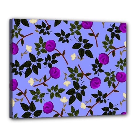 Purple Flower On Lilac Canvas 20  X 16  (stretched)