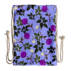 Purple Flower On Lilac Drawstring Bag (large)