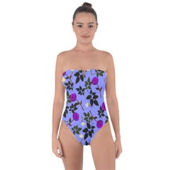 Purple Flower On Lilac Tie Back One Piece Swimsuit by Daria3107