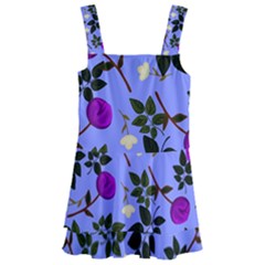 Purple Flower On Lilac Kids  Layered Skirt Swimsuit