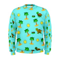 Turtle And Palm On Blue Pattern Men s Sweatshirt by Daria3107