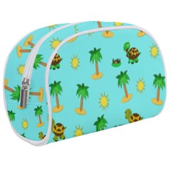 Turtle And Palm On Blue Pattern Make Up Case (medium) by Daria3107