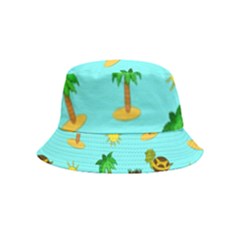 Turtle And Palm On Blue Pattern Bucket Hat (kids) by Daria3107
