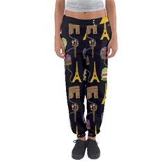 Paris Street Pattern On Black Women s Jogger Sweatpants