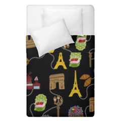 Paris Street Pattern On Black Duvet Cover Double Side (single Size) by Daria3107