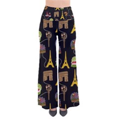 Paris Street Pattern On Black So Vintage Palazzo Pants