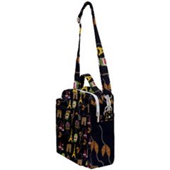 Paris Street Pattern On Black Crossbody Day Bag