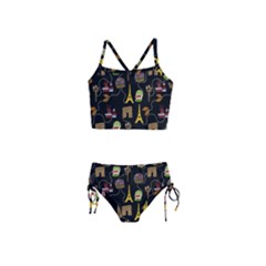 Paris Street Pattern On Black Girls  Tankini Swimsuit