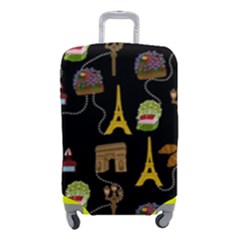 Paris Street Pattern On Black Luggage Cover (Small)