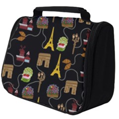 Paris Street Pattern On Black Full Print Travel Pouch (Big)