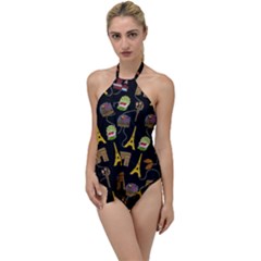 Paris Street Pattern On Black Go with the Flow One Piece Swimsuit