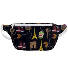 Paris Street Pattern On Black Waist Bag 