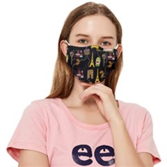 Paris Street Pattern On Black Fitted Cloth Face Mask (Adult)