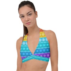 Pop It Pattern Halter Plunge Bikini Top