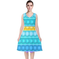 Pop It Pattern V-Neck Midi Sleeveless Dress 