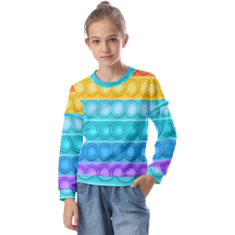Pop It Pattern Kids  Long Sleeve Tee With Frill  by Daria3107