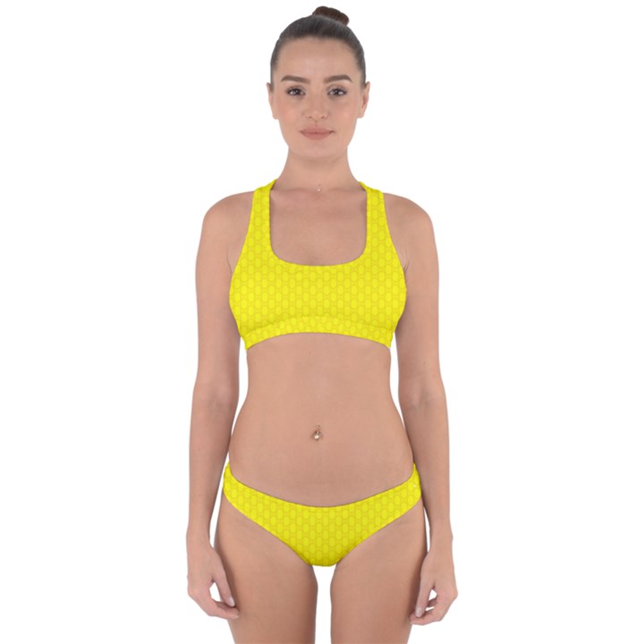 Soft Pattern Yellow Cross Back Hipster Bikini Set