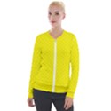 Soft Pattern Yellow Velvet Zip Up Jacket View1