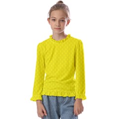 Soft Pattern Yellow Kids  Frill Detail Tee