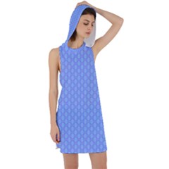 Soft Pattern Blue Racer Back Hoodie Dress by PatternFactory