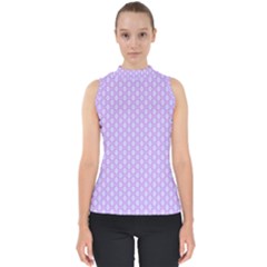 Soft Pattern Lilac Mock Neck Shell Top