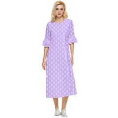 Soft Pattern Lilac Double Cuff Midi Dress by PatternFactory
