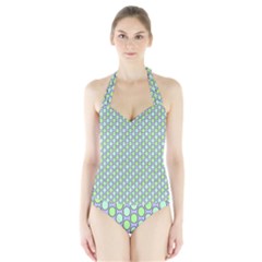 Soft Pattern Aqua Halter Swimsuit by PatternFactory
