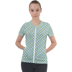 Soft Pattern Aqua Short Sleeve Zip Up Jacket by PatternFactory