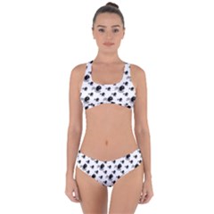 Sketchy Style Black Birds Motif Pattern Criss Cross Bikini Set by dflcprintsclothing