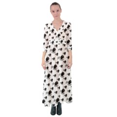 Sketchy Style Black Birds Motif Pattern Button Up Maxi Dress by dflcprintsclothing