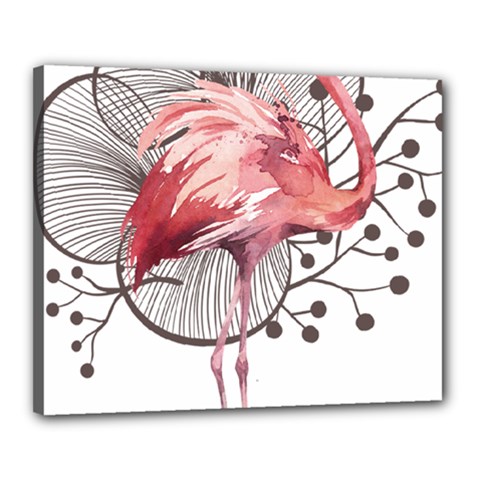 Watercolor Flamingo Canvas 20  X 16  (stretched) by webstylecreations