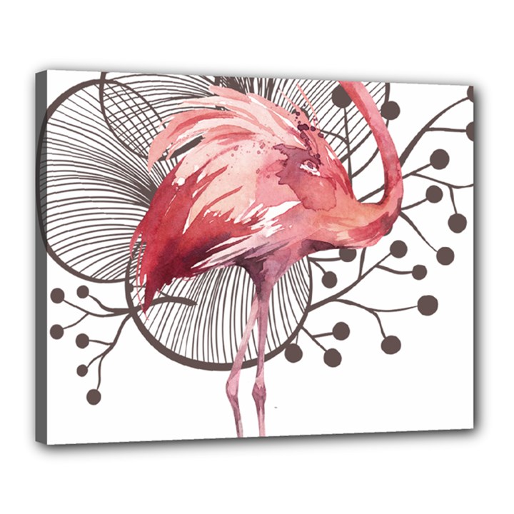 Watercolor Flamingo Canvas 20  x 16  (Stretched)