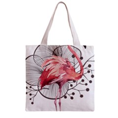 Watercolor Flamingo Zipper Grocery Tote Bag