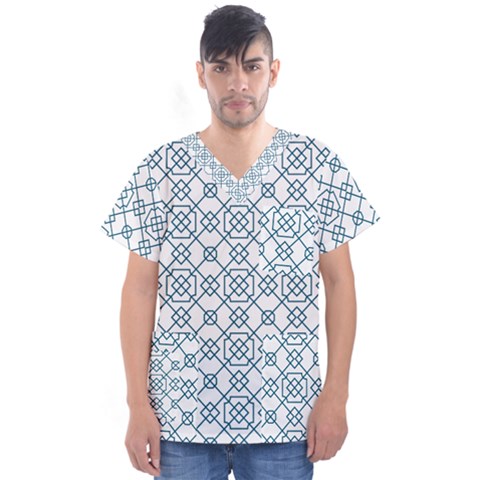 Arabic Vector Seamless Pattern Men s V-neck Scrub Top by webstylecreations