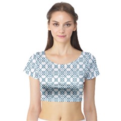 Arabic Vector Seamless Pattern Short Sleeve Crop Top by webstylecreations