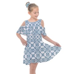 Arabic Vector Seamless Pattern Kids  Shoulder Cutout Chiffon Dress