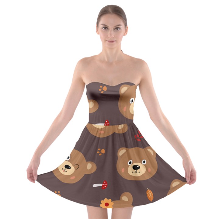 Bears-vector-free-seamless-pattern1 Strapless Bra Top Dress