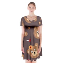 Bears-vector-free-seamless-pattern1 Short Sleeve V-neck Flare Dress by webstylecreations