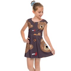 Bears-vector-free-seamless-pattern1 Kids  Cap Sleeve Dress by webstylecreations