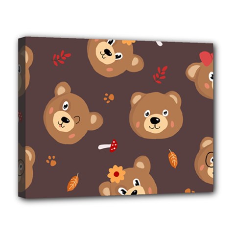 Bears-vector-free-seamless-pattern1 Canvas 14  X 11  (stretched) by webstylecreations