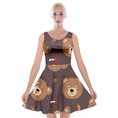 Bears-vector-free-seamless-pattern1 Velvet Skater Dress by webstylecreations