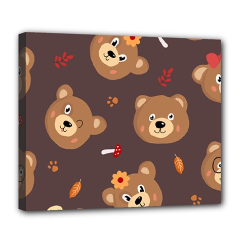 Bears-vector-free-seamless-pattern1 Deluxe Canvas 24  X 20  (stretched) by webstylecreations