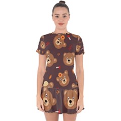 Bears-vector-free-seamless-pattern1 Drop Hem Mini Chiffon Dress by webstylecreations