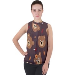 Bears-vector-free-seamless-pattern1 Mock Neck Chiffon Sleeveless Top by webstylecreations