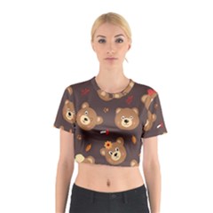 Bears-vector-free-seamless-pattern1 Cotton Crop Top by webstylecreations