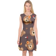 Bears-vector-free-seamless-pattern1 Capsleeve Midi Dress by webstylecreations