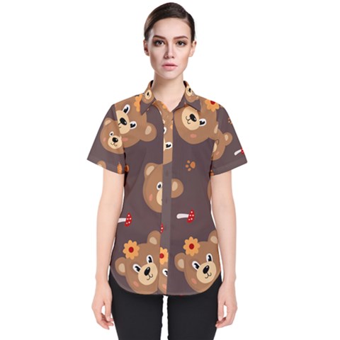 Bears-vector-free-seamless-pattern1 Women s Short Sleeve Shirt by webstylecreations